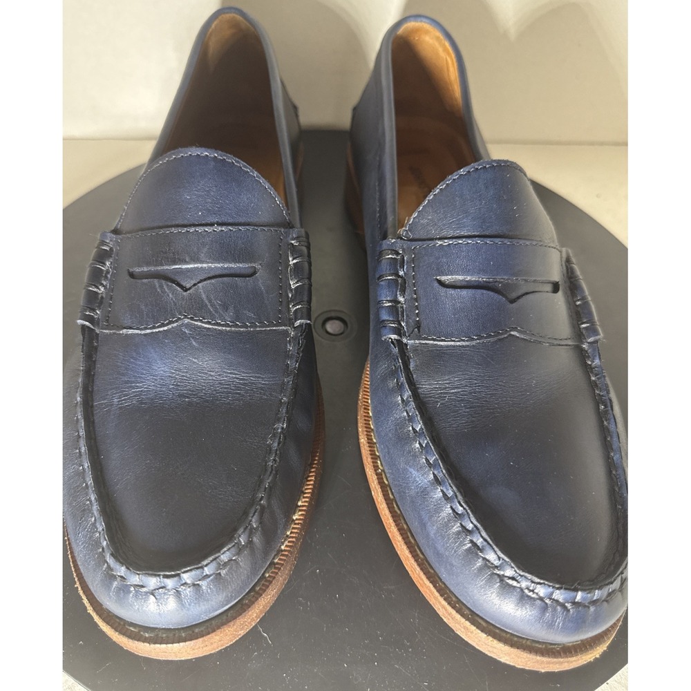 Johnston & Murphy Men's 9.5 M Blue Leather Shoes Sheepskin Lined 15-3259 LOOK